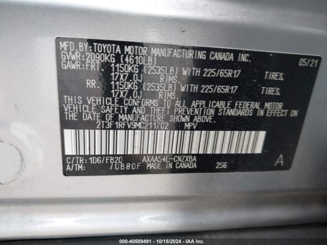 Photo 8 VIN: 2T3F1RFV9MC211702 - TOYOTA RAV4 