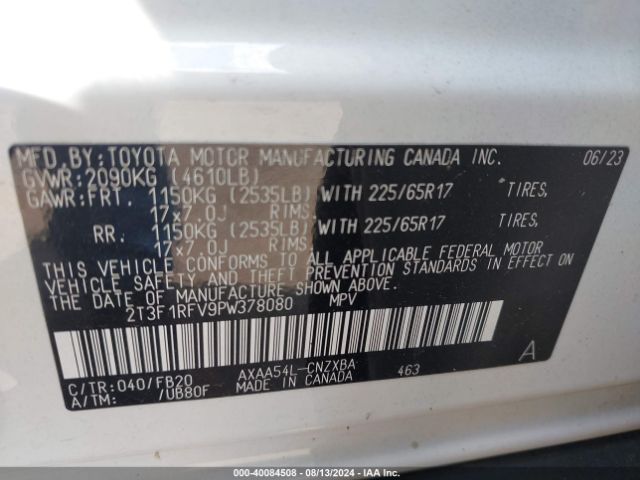 Photo 8 VIN: 2T3F1RFV9PW378080 - TOYOTA RAV4 