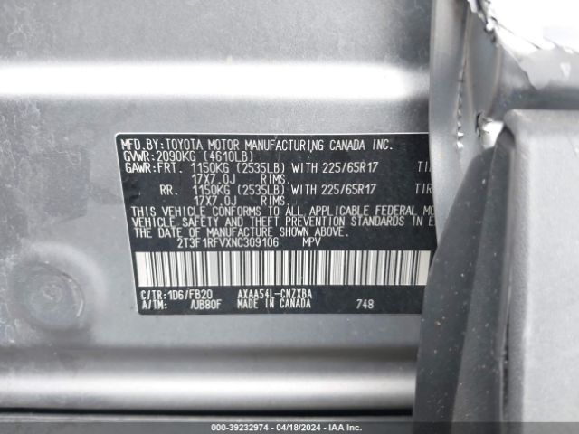 Photo 8 VIN: 2T3F1RFVXNC309106 - TOYOTA RAV4 