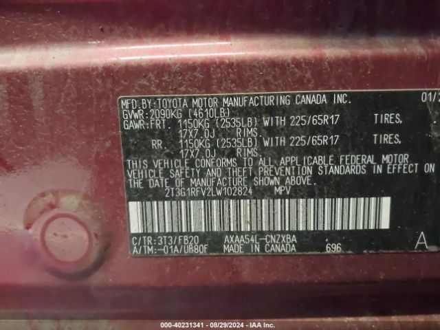 Photo 8 VIN: 2T3G1RFV2LW102824 - TOYOTA RAV4 