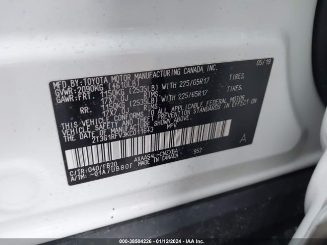 Photo 8 VIN: 2T3G1RFV3KC011643 - TOYOTA RAV4 