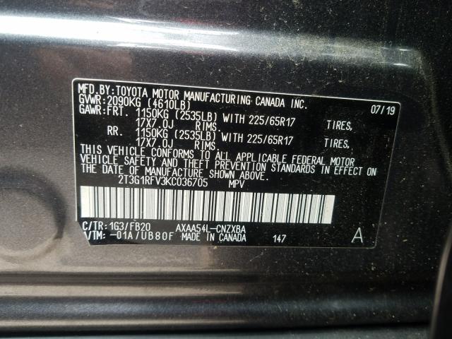 Photo 9 VIN: 2T3G1RFV3KC036705 - TOYOTA RAV4 LE 