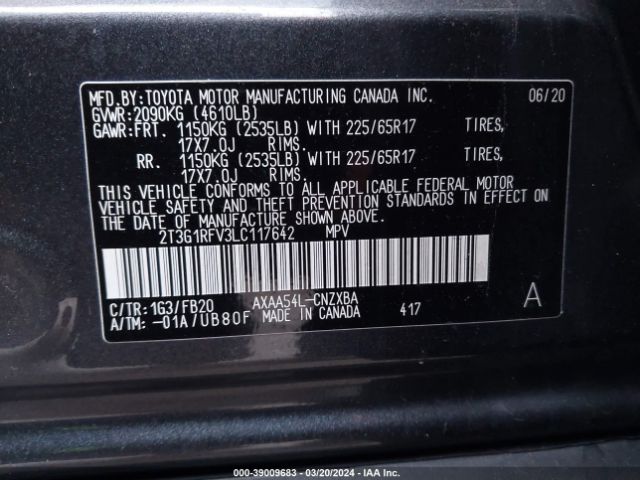 Photo 8 VIN: 2T3G1RFV3LC117642 - TOYOTA RAV4 