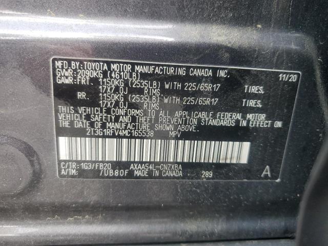 Photo 12 VIN: 2T3G1RFV4MC165538 - TOYOTA RAV4 LE 