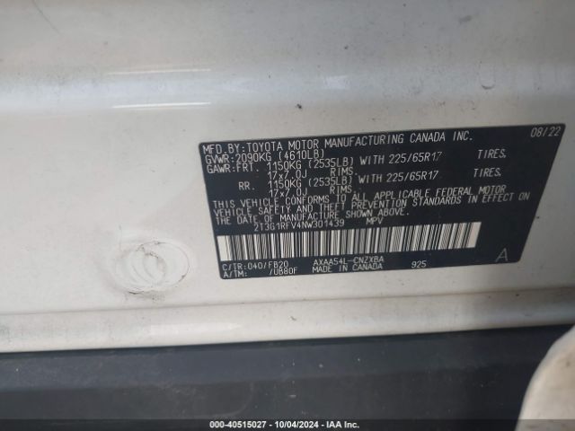 Photo 8 VIN: 2T3G1RFV4NW301439 - TOYOTA RAV4 