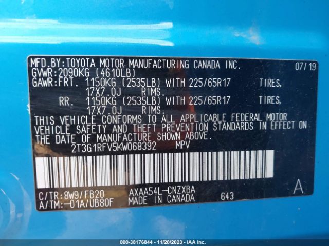 Photo 8 VIN: 2T3G1RFV5KW068392 - TOYOTA RAV4 