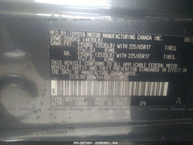 Photo 8 VIN: 2T3G1RFV6MW144124 - TOYOTA RAV4 