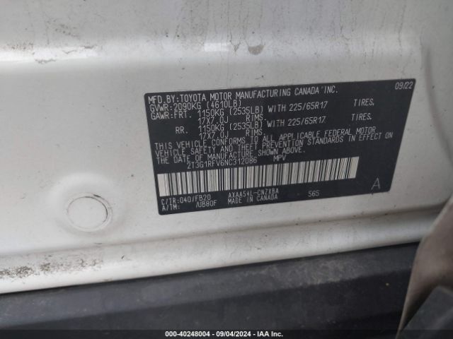 Photo 8 VIN: 2T3G1RFV6NC312086 - TOYOTA RAV4 