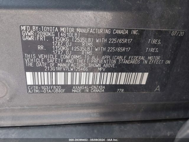 Photo 8 VIN: 2T3G1RFV7LW125466 - TOYOTA RAV4 