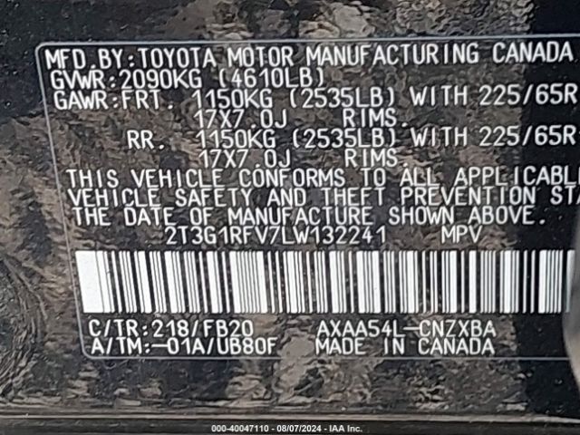 Photo 8 VIN: 2T3G1RFV7LW132241 - TOYOTA RAV4 