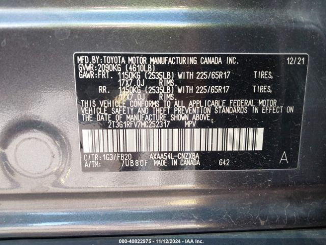 Photo 8 VIN: 2T3G1RFV7MC252317 - TOYOTA RAV4 