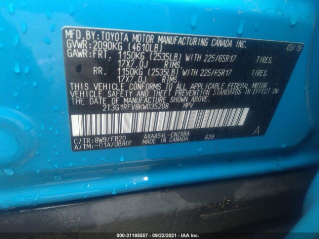 Photo 8 VIN: 2T3G1RFV8KW035208 - TOYOTA RAV4 