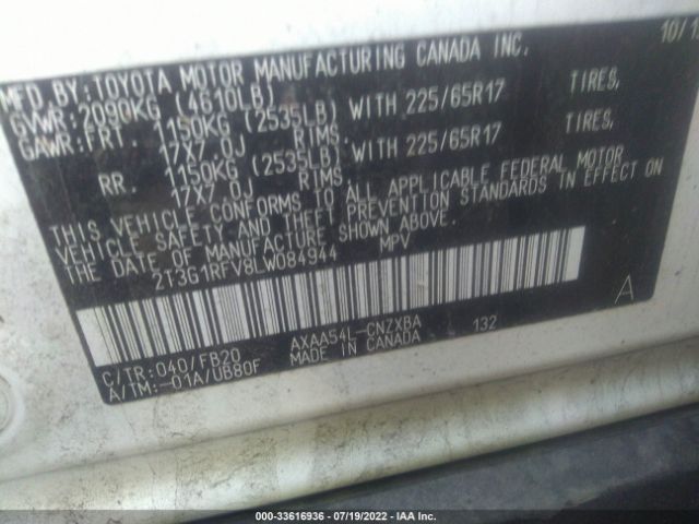 Photo 8 VIN: 2T3G1RFV8LW084944 - TOYOTA RAV4 