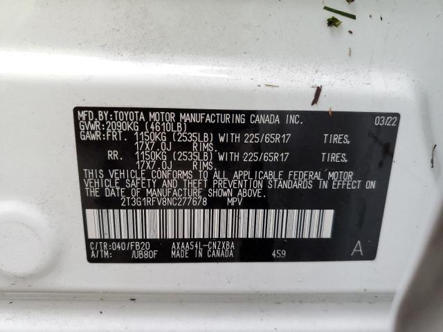 Photo 12 VIN: 2T3G1RFV8NC277678 - TOYOTA RAV4 LE 