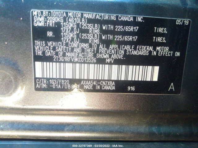 Photo 8 VIN: 2T3G1RFV9KC013526 - TOYOTA RAV4 