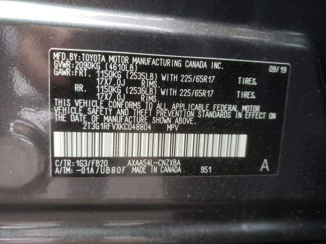 Photo 9 VIN: 2T3G1RFVXKC048804 - TOYOTA RAV4 LE 