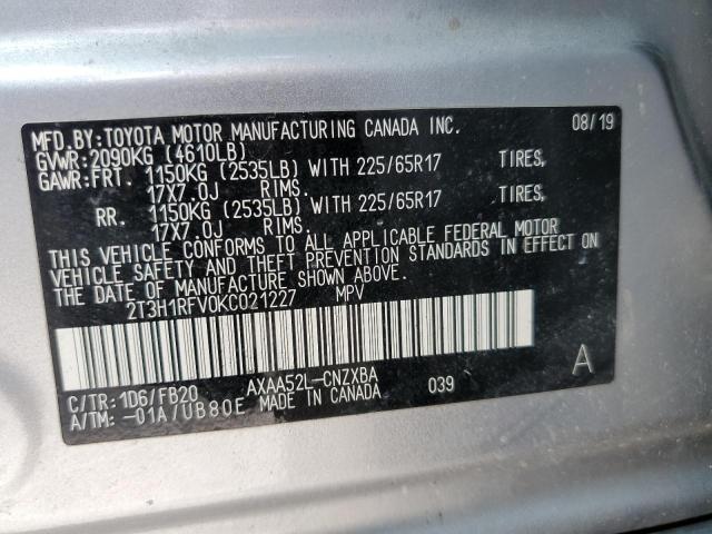 Photo 12 VIN: 2T3H1RFV0KC021227 - TOYOTA RAV4 LE 