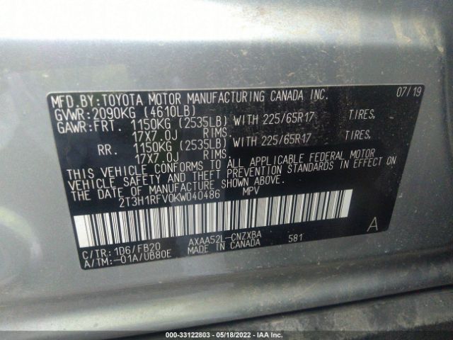 Photo 8 VIN: 2T3H1RFV0KW040486 - TOYOTA RAV4 