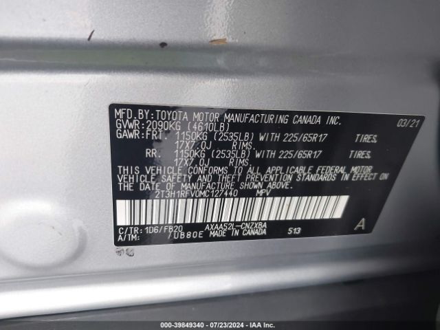 Photo 8 VIN: 2T3H1RFV0MC127440 - TOYOTA RAV4 