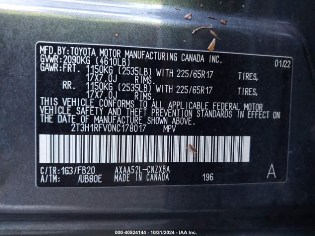 Photo 8 VIN: 2T3H1RFV0NC178017 - TOYOTA RAV4 