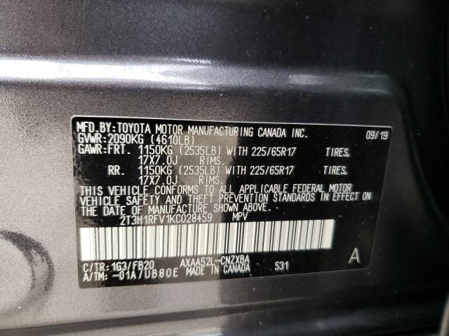 Photo 9 VIN: 2T3H1RFV1KC028459 - TOYOTA RAV4 LE 