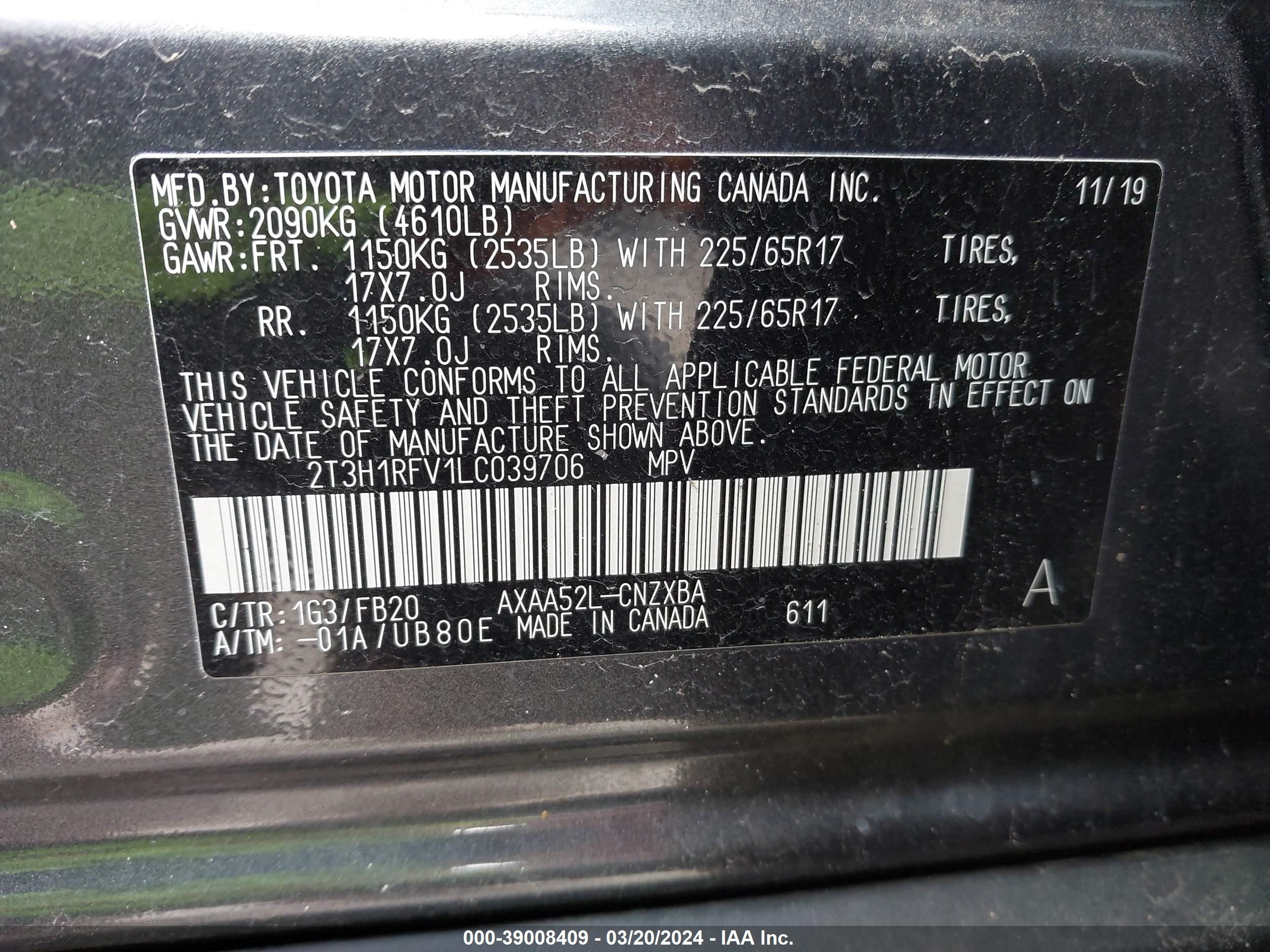 Photo 8 VIN: 2T3H1RFV1LC039706 - TOYOTA RAV 4 