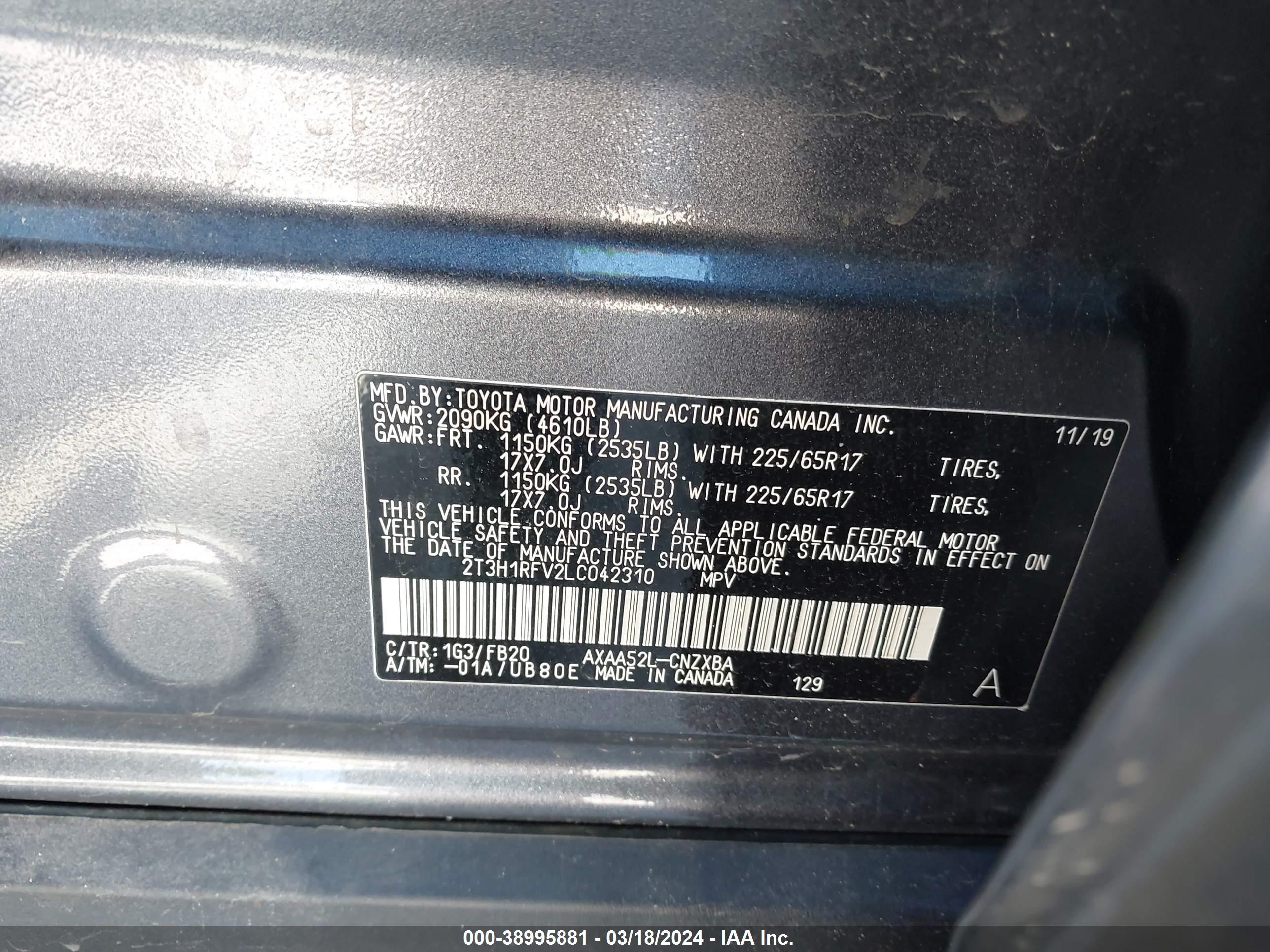 Photo 8 VIN: 2T3H1RFV2LC042310 - TOYOTA RAV 4 