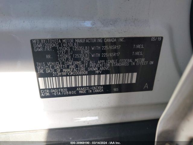 Photo 8 VIN: 2T3H1RFV3KC008908 - TOYOTA RAV4 