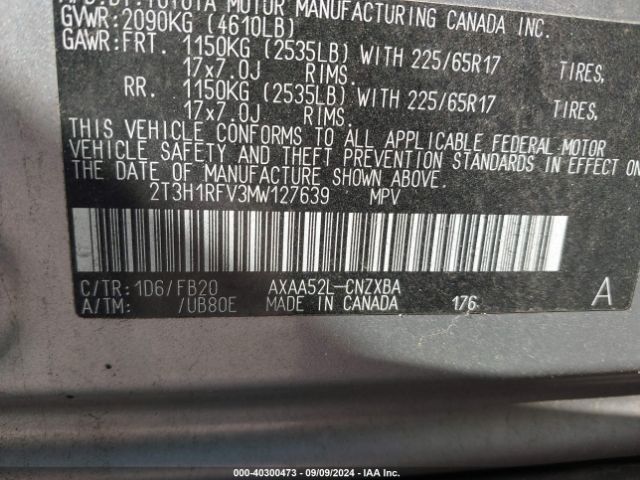 Photo 8 VIN: 2T3H1RFV3MW127639 - TOYOTA RAV4 