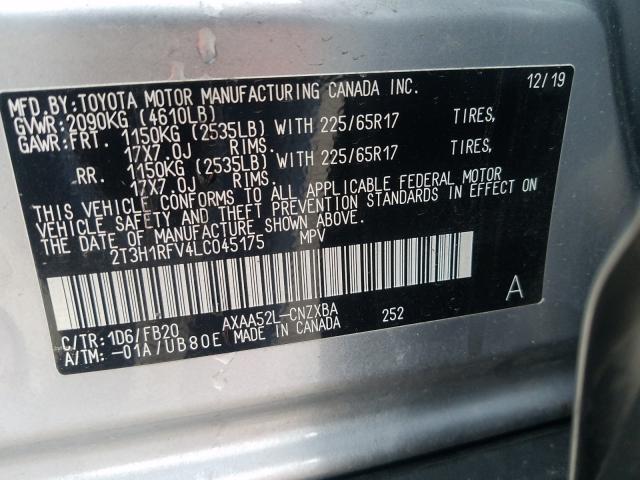 Photo 9 VIN: 2T3H1RFV4LC045175 - TOYOTA RAV4 LE 