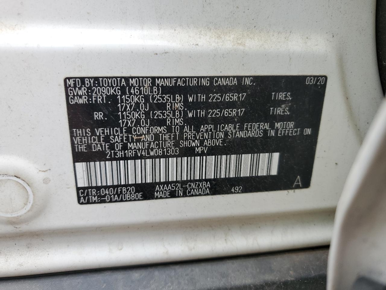 Photo 11 VIN: 2T3H1RFV4LW081303 - TOYOTA RAV 4 