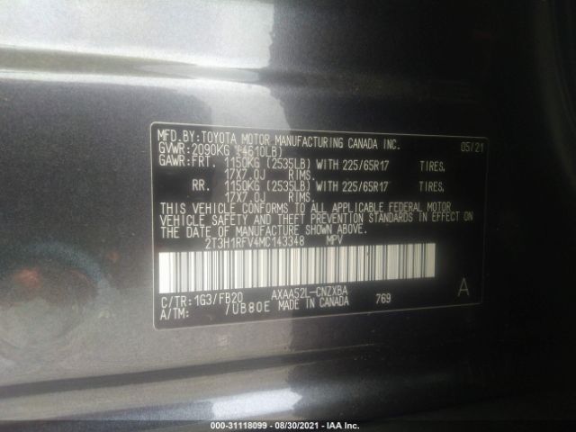 Photo 8 VIN: 2T3H1RFV4MC143348 - TOYOTA RAV4 