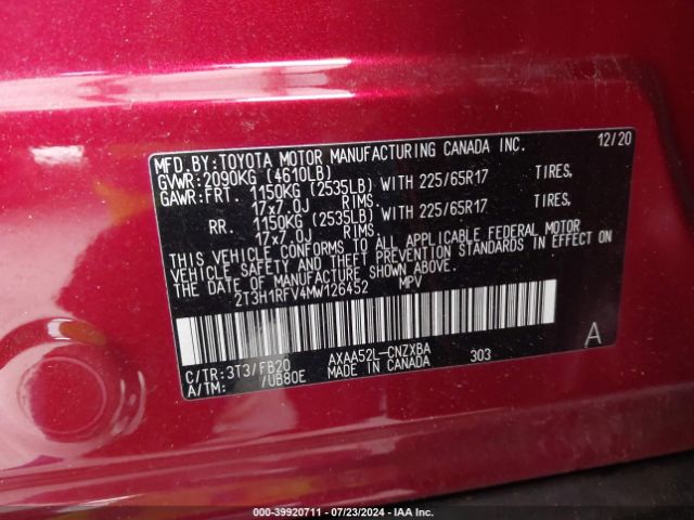 Photo 8 VIN: 2T3H1RFV4MW126452 - TOYOTA RAV4 