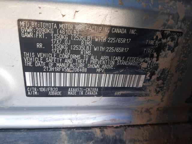 Photo 11 VIN: 2T3H1RFV5NC206488 - TOYOTA RAV4 LE 