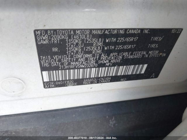 Photo 8 VIN: 2T3H1RFV5NW232670 - TOYOTA RAV4 