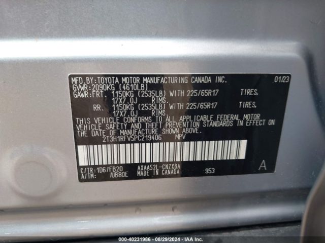 Photo 8 VIN: 2T3H1RFV5PC219406 - TOYOTA RAV4 