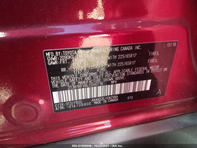 Photo 8 VIN: 2T3H1RFV6LC046716 - TOYOTA RAV4 