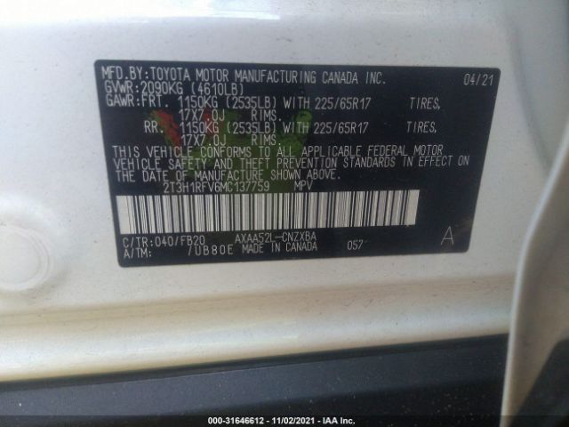 Photo 8 VIN: 2T3H1RFV6MC137759 - TOYOTA RAV4 