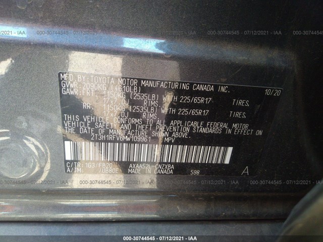 Photo 8 VIN: 2T3H1RFV6MW109961 - TOYOTA RAV4 