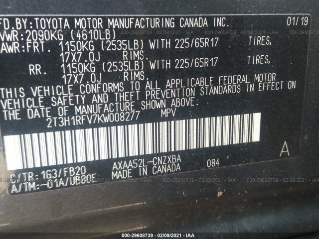 Photo 8 VIN: 2T3H1RFV7KW008277 - TOYOTA RAV4 