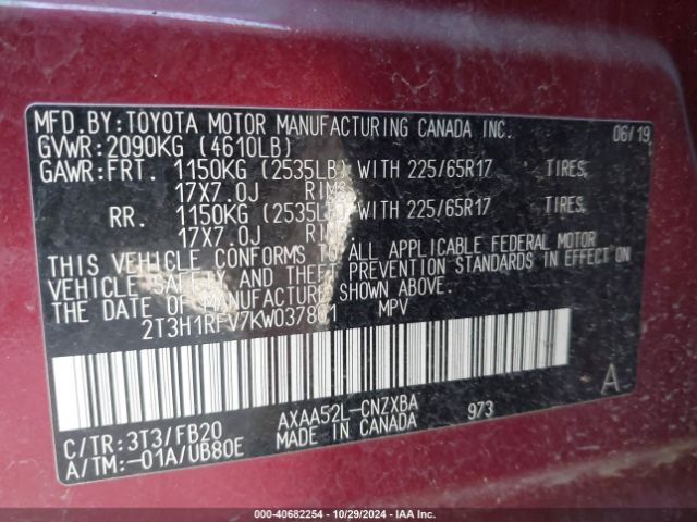 Photo 8 VIN: 2T3H1RFV7KW037861 - TOYOTA RAV4 