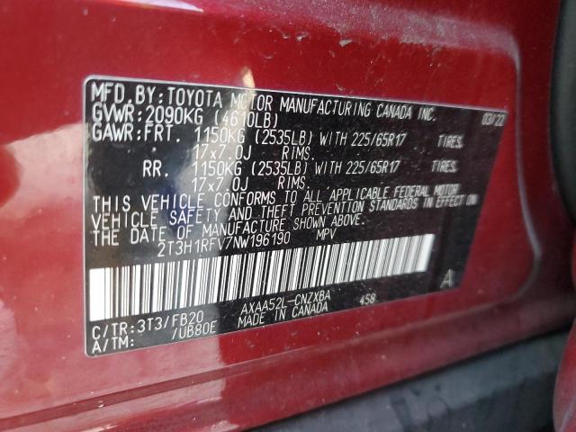 Photo 12 VIN: 2T3H1RFV7NW196190 - TOYOTA RAV4 LE 