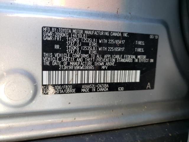 Photo 9 VIN: 2T3H1RFV8KW038985 - TOYOTA RAV4 LE 