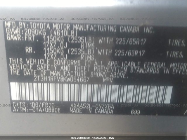 Photo 8 VIN: 2T3H1RFV8KW054667 - TOYOTA RAV4 