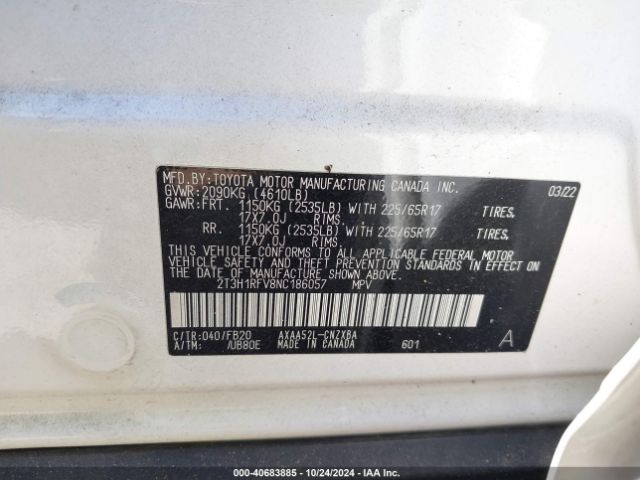 Photo 8 VIN: 2T3H1RFV8NC186057 - TOYOTA RAV4 