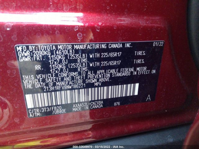 Photo 8 VIN: 2T3H1RFV8NW186221 - TOYOTA RAV4 