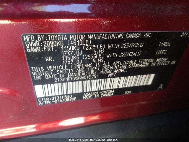 Photo 8 VIN: 2T3H1RFV9KW045251 - TOYOTA RAV4 