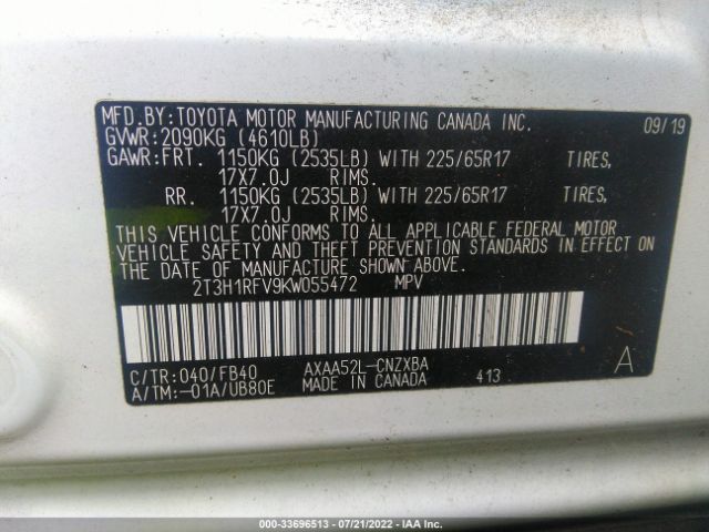 Photo 8 VIN: 2T3H1RFV9KW055472 - TOYOTA RAV4 