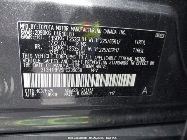 Photo 8 VIN: 2T3H1RFV9PC239058 - TOYOTA RAV4 LE 