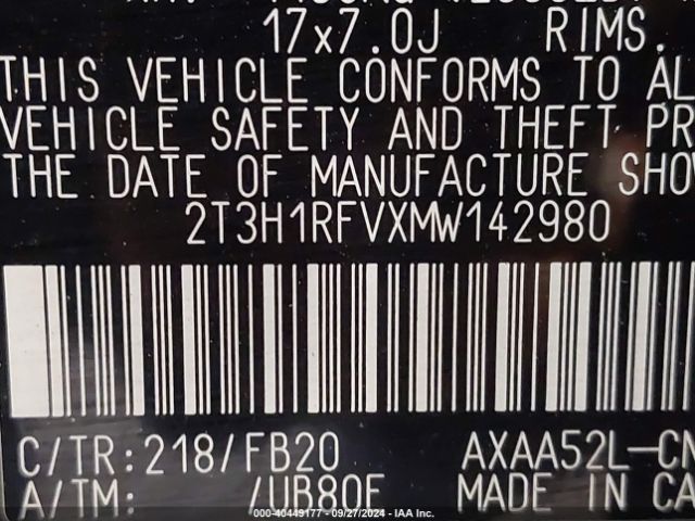 Photo 8 VIN: 2T3H1RFVXMW142980 - TOYOTA RAV4 